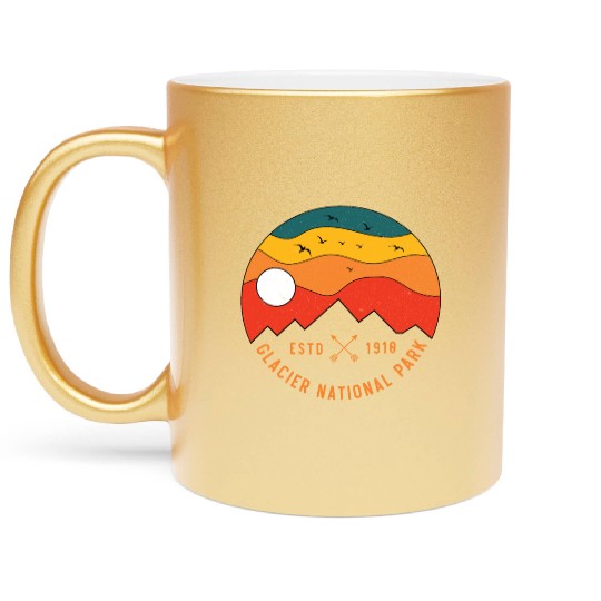 Retro Glacier National Park Montana Souvenir 80s Metallic Mugs
