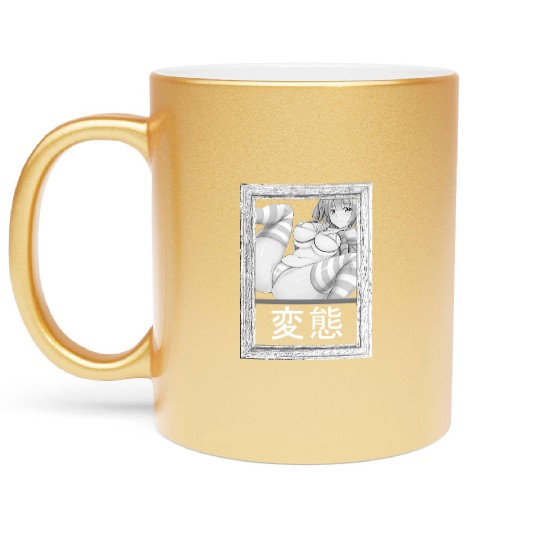 hen Anime Waifu japanese sexy bikin Girl Ahegao Metallic Mugs