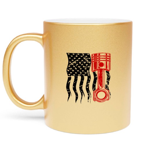 usa mechanic flag Metallic Mugs
