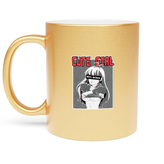 hen Otaku Manga Anime Girl Waifu Material Metallic Mugs