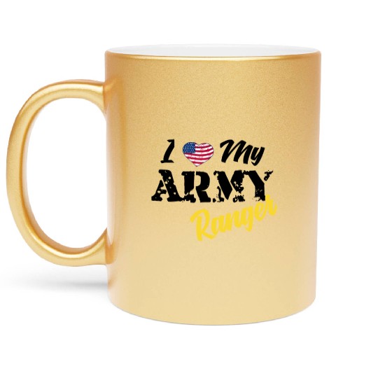 Proud US Army Ranger American Military Family Flag Metallic Mugs