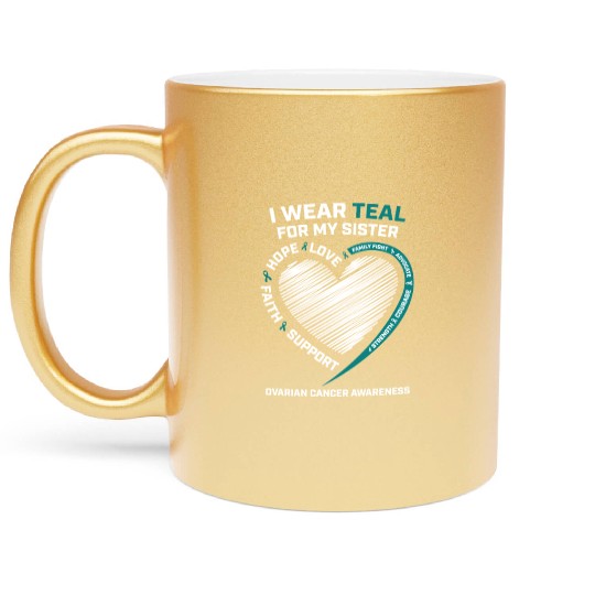 Products I Wear Teal For My Sister Ovarian Cancer Metallic Mugs