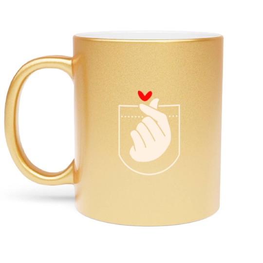 Kdrama Pocket Heart Finger Korean Drama Kpop Korea Metallic Mugs