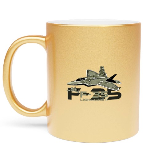 F-35 Lightning fighter jet Metallic Mugs