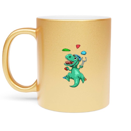 Funny T-Rex Bouldering and Rock Climbing Gift Metallic Mugs