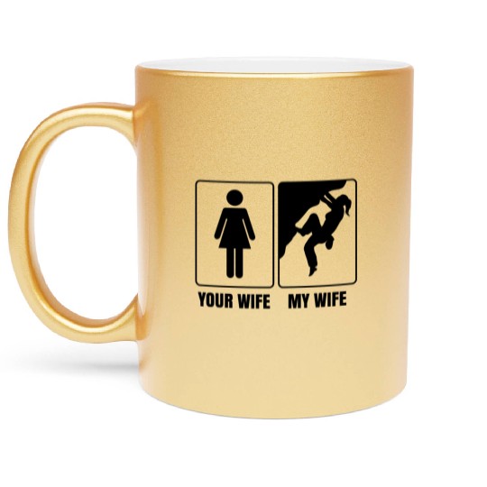 Rock Climbing Free Climber Saying Bouldering Metallic Mugs