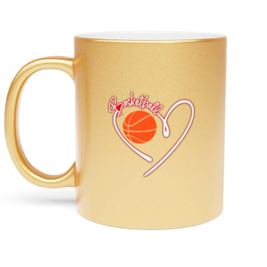 I Love Basketball Girl Basketball Player Heart Metallic Mugs