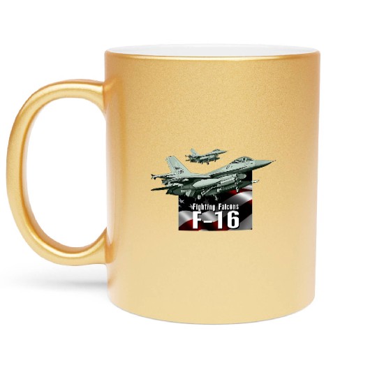 F-16 Fighter Jet Metallic Mugs