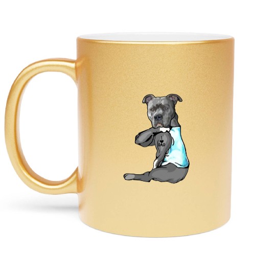 Cute Pitbull I Love Dad Dog Lovers Fathers Day Metallic Mugs
