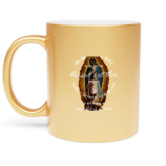 Our Lady of Guadalupe Hail Mary Prayer Catholic Gi Metallic Mugs