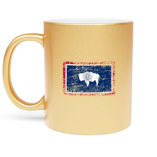 Wyoming ensign flag used look Metallic Mugs