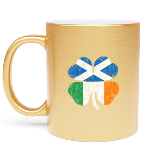 Irish Scottish Flag Ireland Scotland Shamrock St P Metallic Mugs