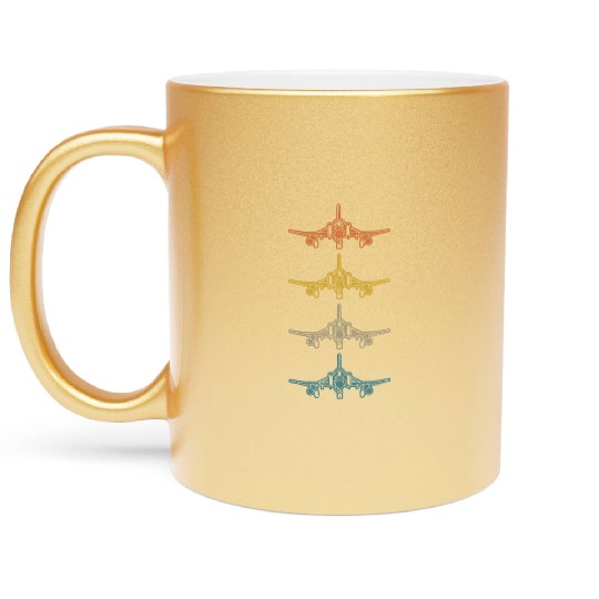 Retro F-4 Phantom Fighter Jet Vintage F4 Airplane Metallic Mugs