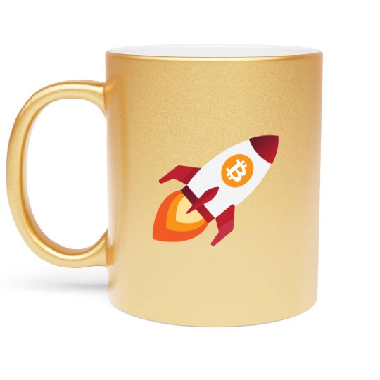 Bitcoin Rocket - cryptocurrency crypto Bitcoins Metallic Mugs
