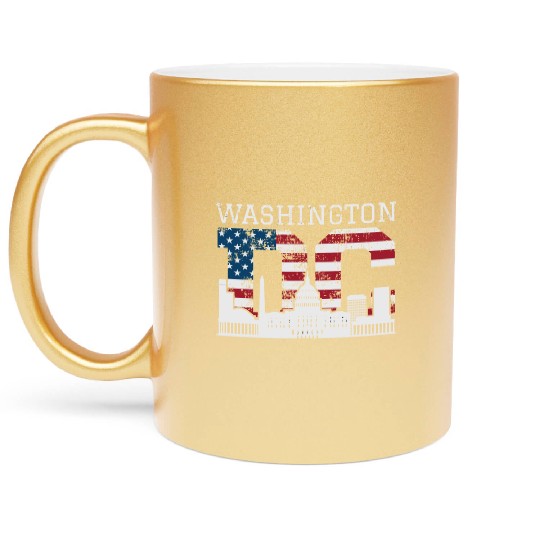 Washington Dc Capitol Hill Usa Flag Souvenir Gift Metallic Mugs
