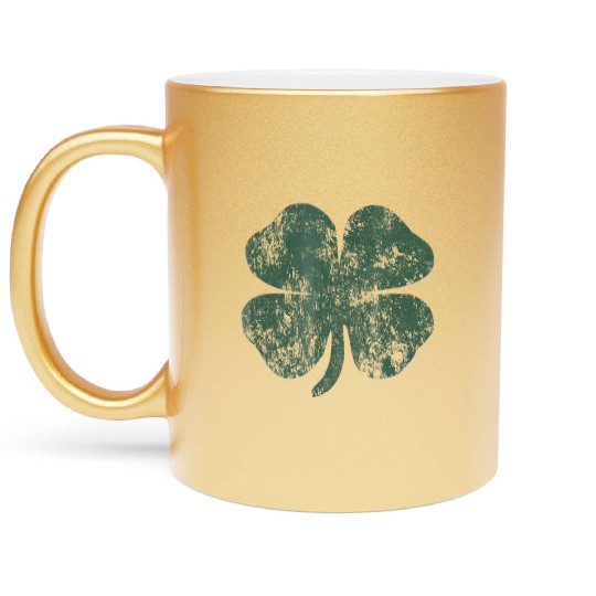 Distressed Shamrock Metallic Mugs St Patricks Day Green