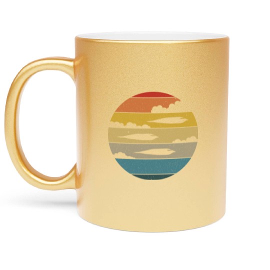 B-2 Bomber Silhouette Retro Sunset Airplane B2 Metallic Mugs