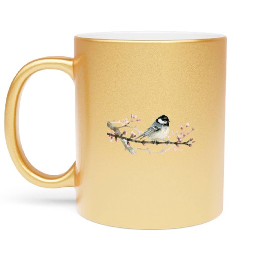 Swamp Tit on A Twig - Garden Birds In Spring Metallic Mugs