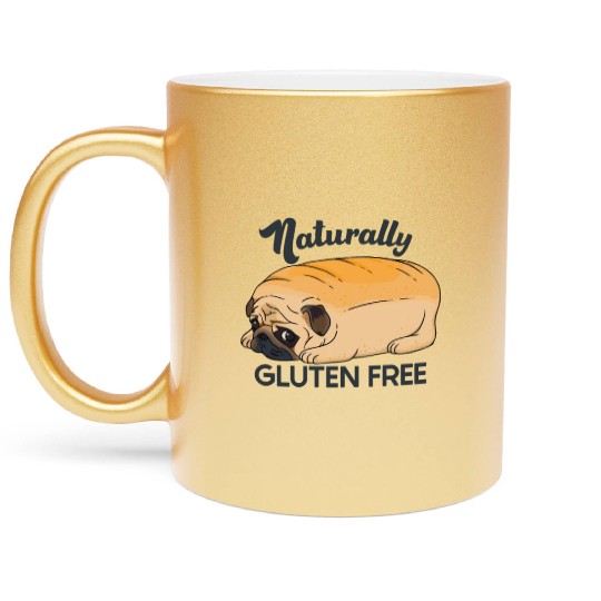 GLUTEN FREE CUTE PUG BREAD Metallic Mugs