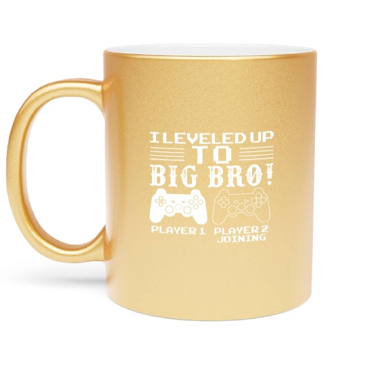 I Level Up To Big Bro Gamer Brother Metallic Mugs