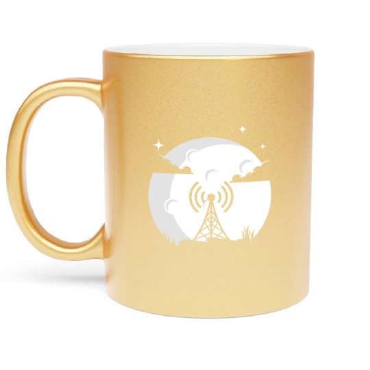 Radio Moon HAM Radio Gift Radio Operator Metallic Mugs