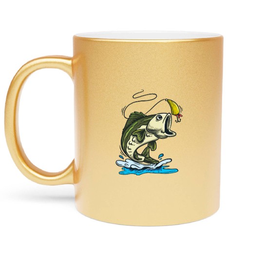 Animal Bass Fishing Metallic Mugs