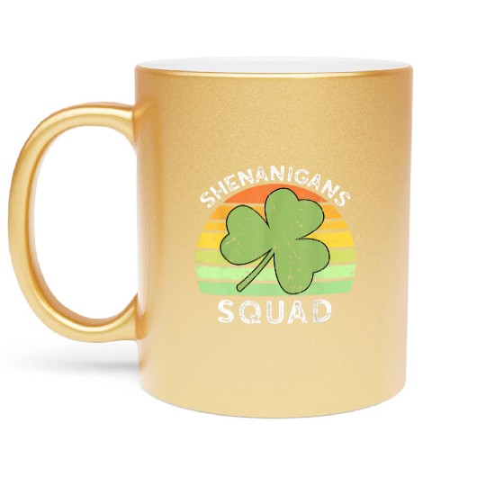 Shenanigans Squad Matching Vintage St Patricks Day Metallic Mugs