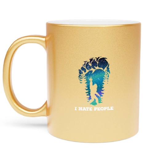 Bigfoot Middle Finger I Hate People Sasquatch Metallic Mugs