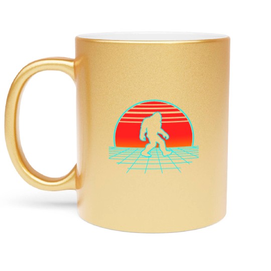 Bigfoot Retro Vintage 80s Vaporwave Bears Animal L Metallic Mugs