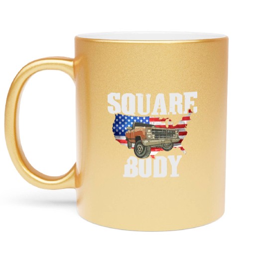 Square Body - American Flag Truck Lovers Metallic Mugs