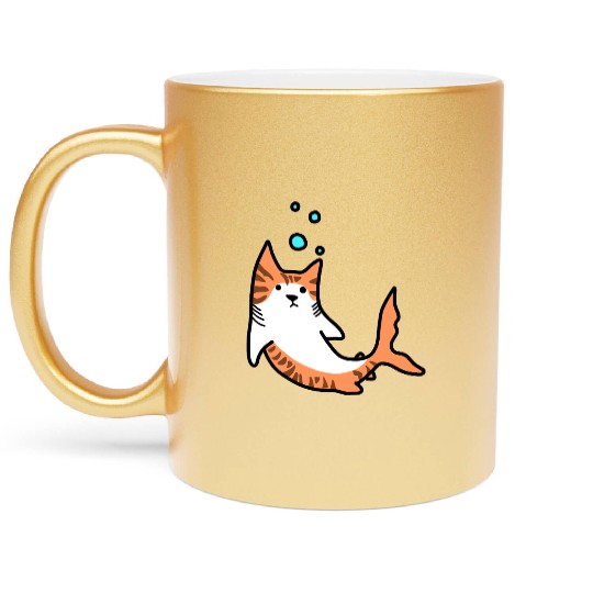 Cat Fish Shark Metallic Mugs