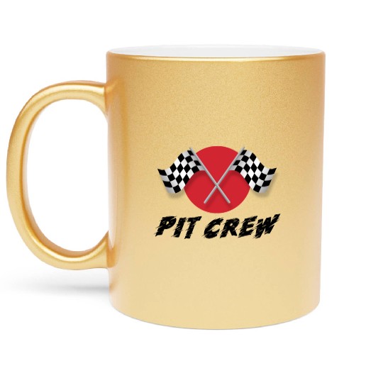 Pit Crew Race Track Racing Car Driver Metallic Mugs