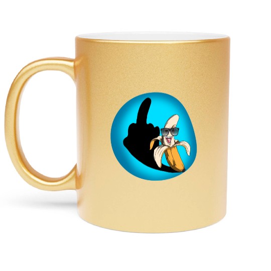 Dirty joke middle finger banana halloween shadow Metallic Mugs