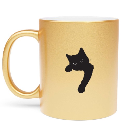 Cute Black Cat Metallic Mugs