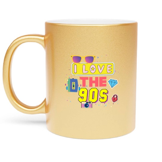 I Love The 90s Vintage 1990s Men Women 90's Metallic Mugs