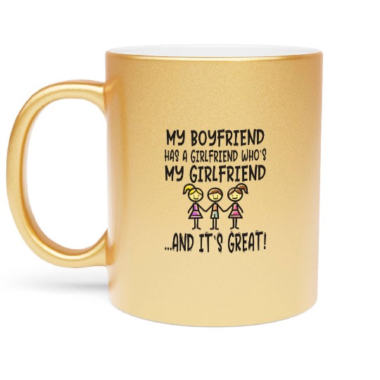Threesome Funny Throuple Polyamory Love Polygamy Metallic Mugs