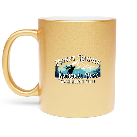 Vintage Mount Rainier National Park Washington Sou Metallic Mugs