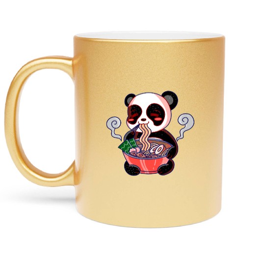 Cute kawaii panda loves ramen Metallic Mugs