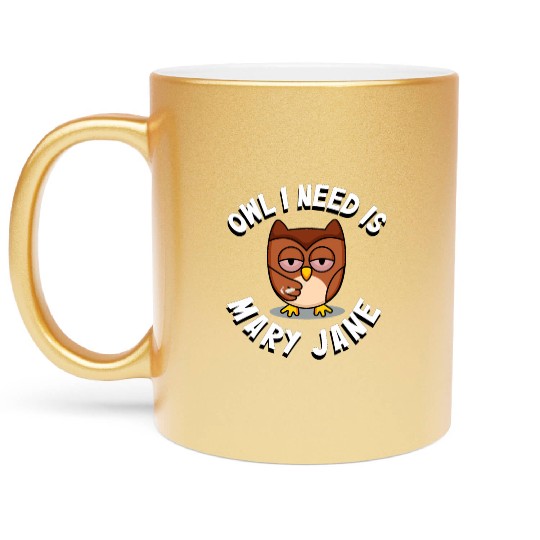 Stoner Owl Stoned Owl Mary Jane night bird Metallic Mugs