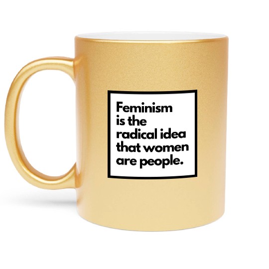 Feminism solid back sticker Metallic Mugs