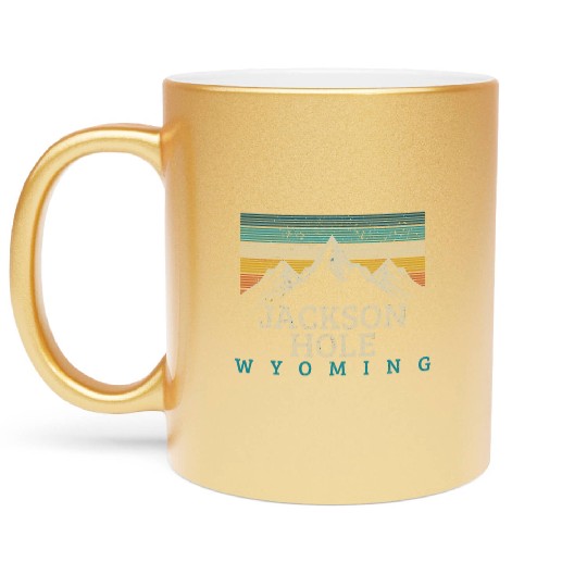 Jackson Hole Wyoming Vintage Mountains Nature Souv Metallic Mugs