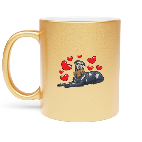 Irish Wolfhound Dog With Stuffed Animal Metallic Mugs