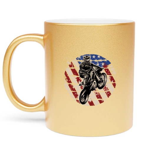 Dirt Bike American Flag Metallic Mugs