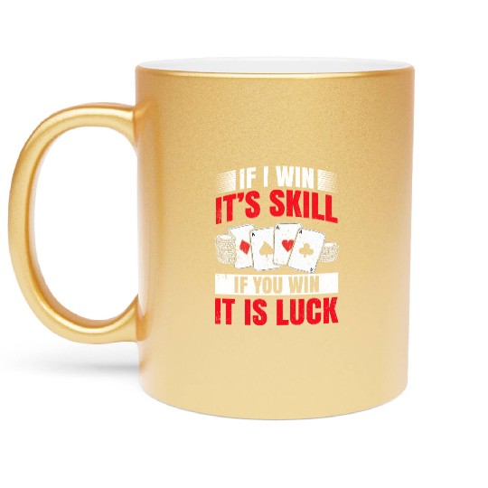 Poker Blackjack Cards Royal Flush Gambling Casino Metallic Mugs