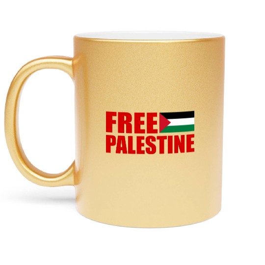 Free palestine Metallic Mugs