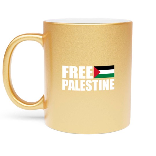 Free palestine Metallic Mugs