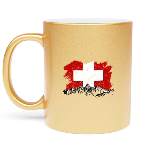 Switzerland Flag Zurich Bern Alps Swiss German Metallic Mugs