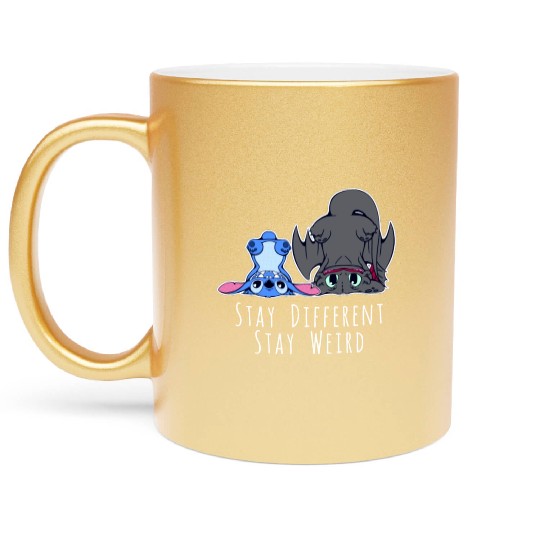 Stay Different Stay Weird Toothless And Stitch Metallic Mugs