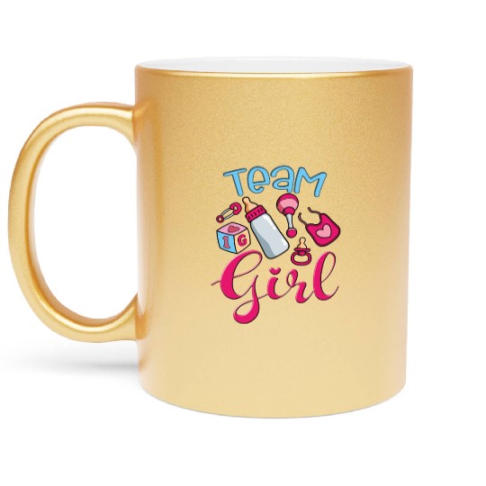 Cute Team Girl, Gender Reveal, It's A Baby Girl Metallic Mugs