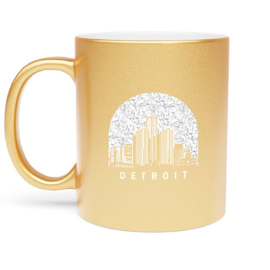 Detroit Michigan Skyline Metallic Mugs